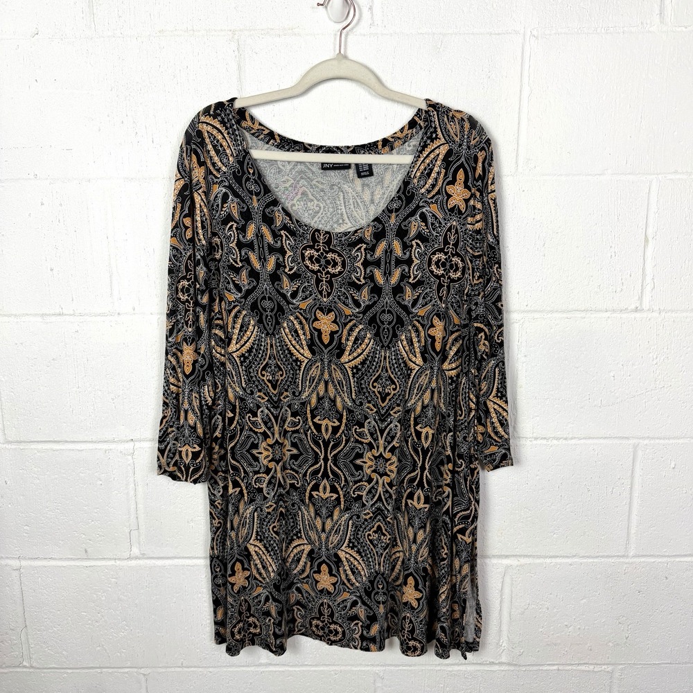 Jones New York Paisley Tunic Top Plus Size 2X Stretchy Lightweight Maximalist